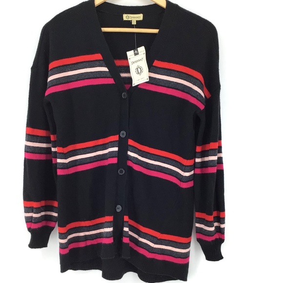 Democracy Black Pink Striped Girlfriend Cardigan - Picture 1 of 6